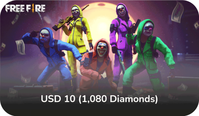 FreeFire - 10$ (1080 Diamonds)